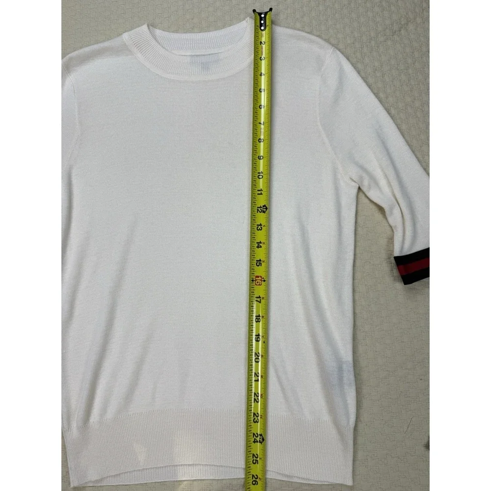 Who What Wear Ribbon Sleeve Sweater 3/4 Sleeve Top | White | Women's Size Large